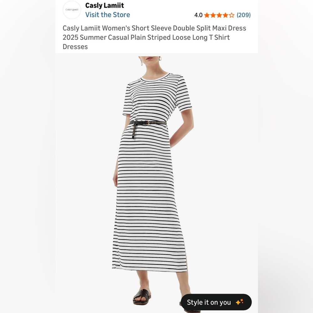 Casly Lamiit Black and White Striped Maxi Dress Medium NWT